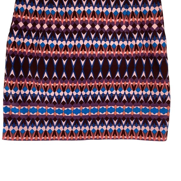 J. Crew Womens Geometric Patterned Skirt Size 8 Lined Blue & Purple - Picture 4 of 8
